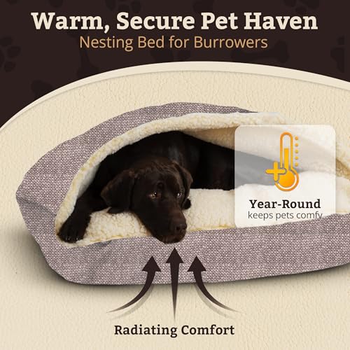 Rectangle Cozy Cave Dog Bed (Merlin Linen / Medium)