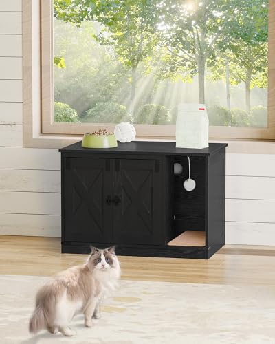 Cat Litter Box Enclosure (31.5"L x 19.7"W x 20.9"H / Black)