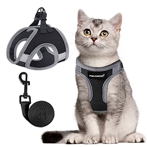 Cat Harness and Leash Set (Black / L(Chest 12-14"))