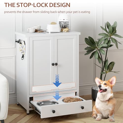 Dog Feeding Station with Storage (White)