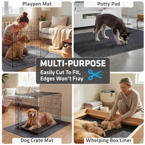Jumbo Dog Playpen Mat (60" x 74" (2-Pack) / Charcoal)