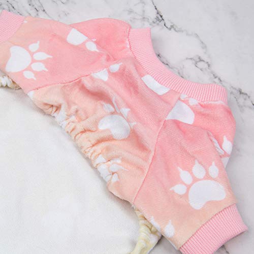 Small Dogs Outfit Soft Puppy Onesies Pjs Dog Pajamas Pet Coat Cat Apparel Comfy Doggie Jumpsuit Bodysuit for All Seasons (A05-Gradient footie / X-Small)