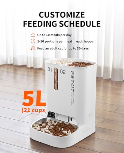 Automatic Cat Dog Feeder with Camera (White with Double Food Hopper)