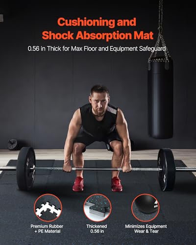 0.56Inch 100sq.ft 25 Tiles Gym Flooring for Home Gym (Black & Blue / 25"L x 25"W x 0.56"Th)
