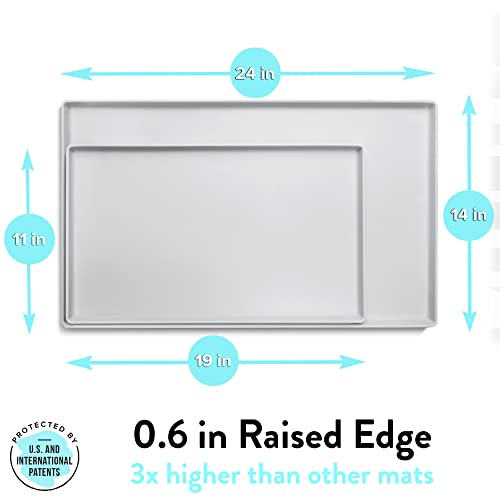 Premium Cat Food Mat (19"L x 11"W / Silver)