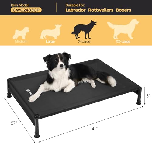 Cooling Outdoor Dog Bed (Black - Hem / 41.0"L x 27.0"W x 8.0"Th)