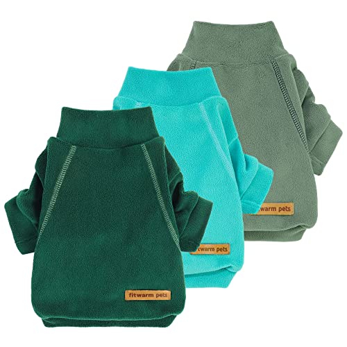 3 Pack Fleece Dog Sweater (X-Large / Dark Green-Aqua Green-Bean Green)