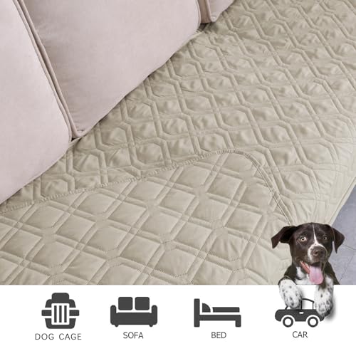 Waterproof Dog Bed Cover Pet Blanket for Furniture Bed Couch Sofa Reversible (68x82 Inch (Pack of 1) / Khaki+khaki)