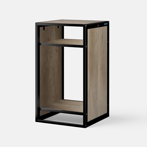 Metal Aquarium Cabinet 20 Gallon Fish Tank Stand (Beige Oak Wood / W17.7 x D17.7 x H31.5 in(45X45X80cm))