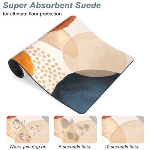 Dog Food Mat 16" x 24" Absorbent Dog Cat Bowl Mat for Food and Water (Abstract Stones Art / 16"L x 24"W)