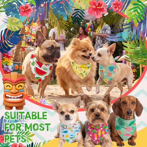 50 Pcs Summer Bandanas Bulk for Dogs Kerchief Bibs Scarves with Beach (Summer / 19.7 x 13.8 x 13.8 Inch)