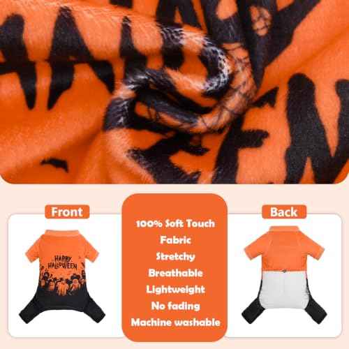Dog Pajamas Halloween Puppy Onesies Small Dogs Soft Pjs Coat Cat Apparel Comfy Pet Clothes Outfit Doggie Bodysuit P352XS (X-Small / Happy Halloween)