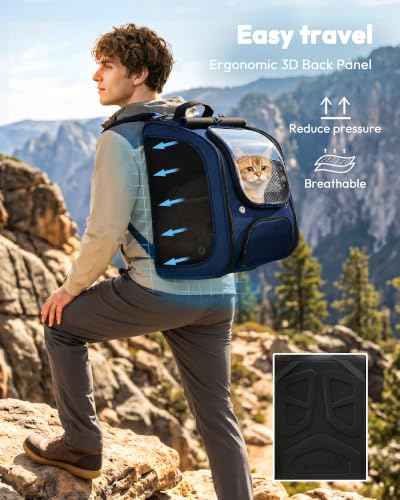 Cat Backpack Carrier (Blue / 12.6"L x 10.2"W x 16.5"H)
