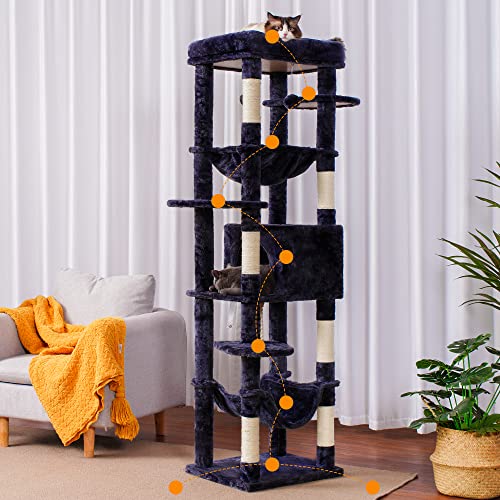Cat Tree for Large Cats 20 lbs (Smoky Gray / 69 inch)