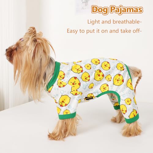 Dog Pajamas Small Sized Dogs Stretchable Summer Dog Clothes Pjs 4 Legs Girl Boy Cute Soft Puppy Outfits Doggie Cat Jammies Jumpsuit Sleeper for Pet (Little Bird / Small (Chest 13in ))