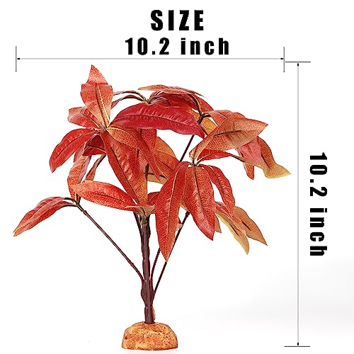 Fake Red Money Tree Reptile Terrarium Decor (N-fake Red Money Tree Plant)