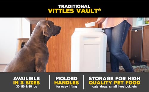 Vittles Vault Traditional Dog and Cat Food Container + Scoop (80 Pounds)