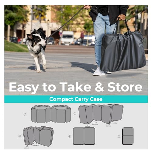 2-in-1 Pop Up Dog Playpen Cat Pet Puppy Playpen, Non-Detachable (Black Mesh / 55.2"L x 27.6"W x 17"H)
