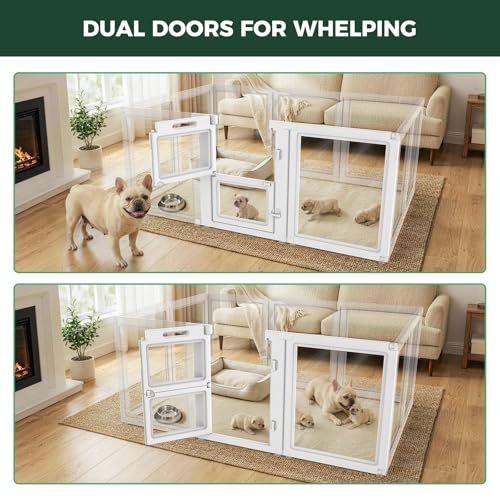 Add On Whelping Gate & Panel for AuraSpace Acrylic Indoor Dog Playpen (White / 30"H)