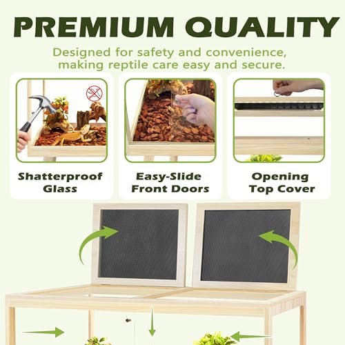 Bearded Dragon Tank with Legs (Oak / 75Gallons, 47inch)
