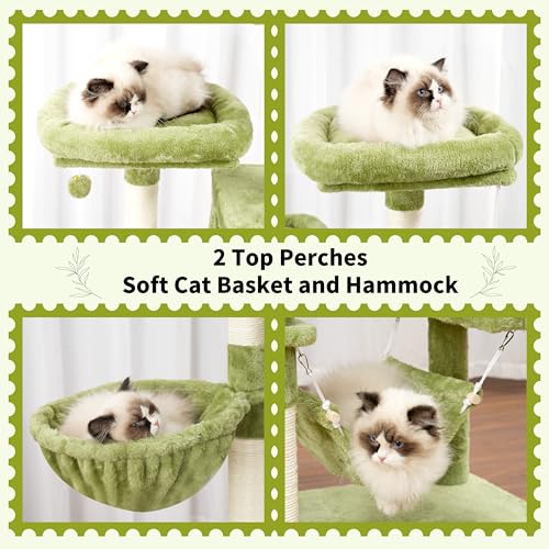 Cat Tree 71'' Tower for Large Cat with Scratching Post (71 inches / Green)
