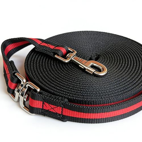 Premium Horse Training Lunge Line with Alloy Trigger Buckle and Rotating Bolt (26foot / Black/Red/Black)