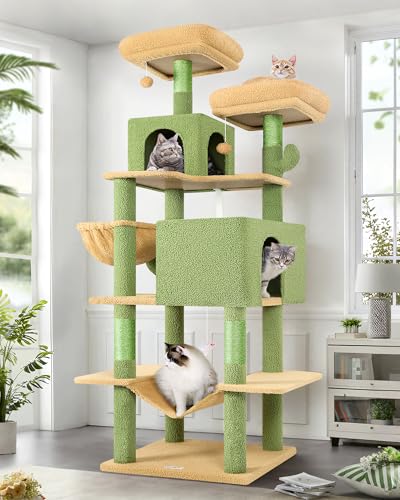 Extra Tall Cat Tree Tower for Indoor Cats (Cactus / 76 inch)