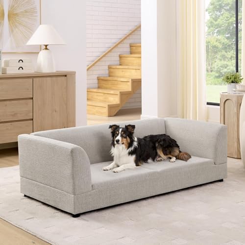 Oversized Dog Sofa Couch for Medium and Large Dogs with Backrest and Armrest (56.5 inch / Beige)