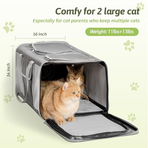 Extra Large Cat Carrier for 2 Cats (Grey(Extra Large))