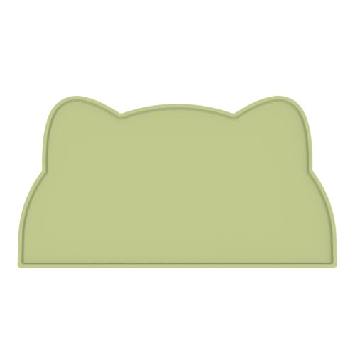 Cat Food Mat Silicone Non Slip Dog Bowl Mat Waterproof Cat Feeding Mat Stop Food Spills and Water Messes Out to Floor Pet Food Mat (Sage Green / 20" x 12")
