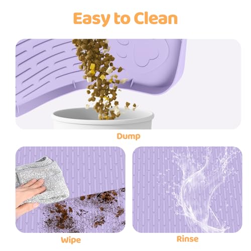 Cat Food Mat Extra Large Silicone Pet Bowl Mat 40''x28'' (Purple / 40"L x 28"W)