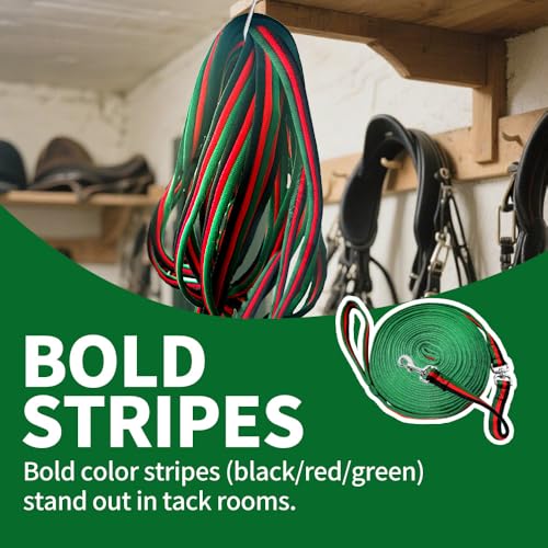 Lunge Line for Horse (Green&Red&Black / 34ft/10m)