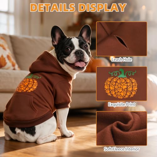 Fall Dog Clothes Thanksgiving Pet Hoodie Sweater for Large Dogs (Brown / Medium)