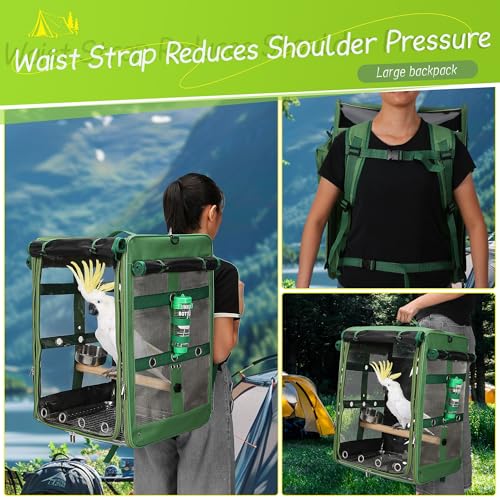 Bird Carrier Travel Cage (17.5"L x 14.8"W x 23.6"H / Green)