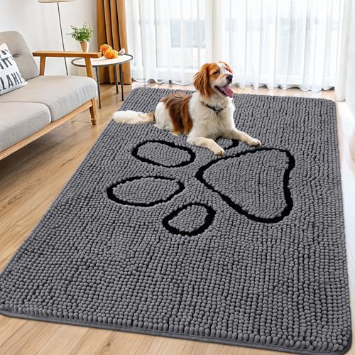 Dog Door Mat for Muddy Paws (71"X46" / Dark Grey and Black)