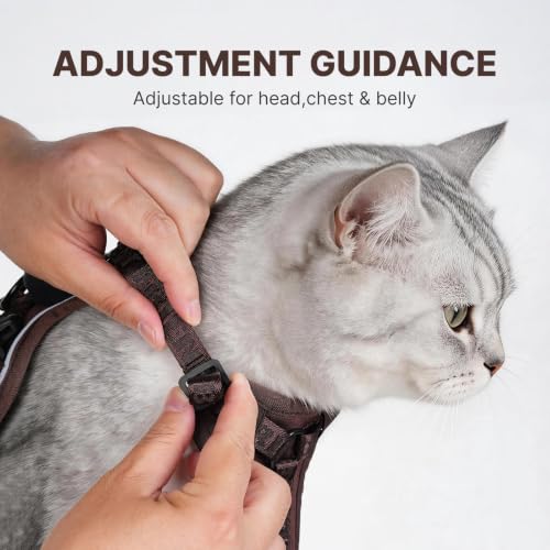Cat Harness Leash Set with AirTag Holder (Brown for Airtag / XL)