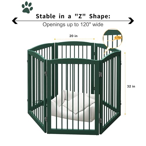 Freestanding Pet Gate for Dogs (32" Height-6 Panel / Green)
