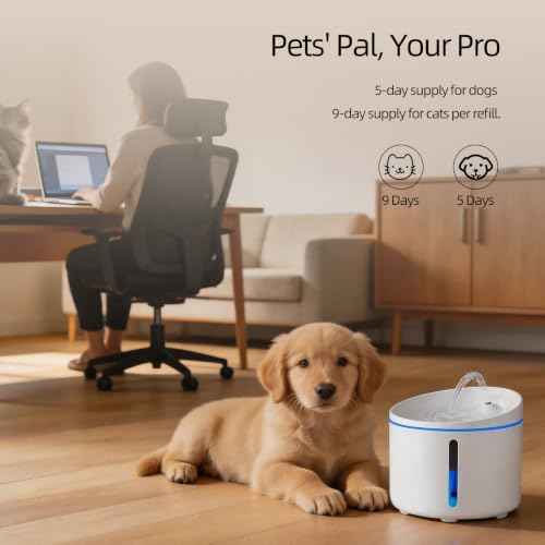 Mini Cat Water Fountain for Pet Cat & Small Dog 34oz (White)
