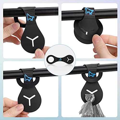Dog Poop Bag Holder for Leash Waste Bag Carrier Dog Poop Bag Dispenser for Walking Running Bicycle Accessory 4 Pieces (Black + Mixed Blue)