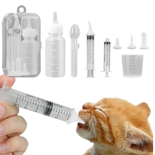 Pet Feeding Bottle Set (1 Bottle+3 Nipples+2 Syringes + 1 cup+ 1 spoon)