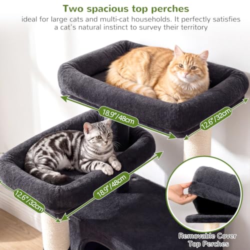 75in Tall Cat Tree Tower for Indoor Cats (Dark Grey / 75 inch)