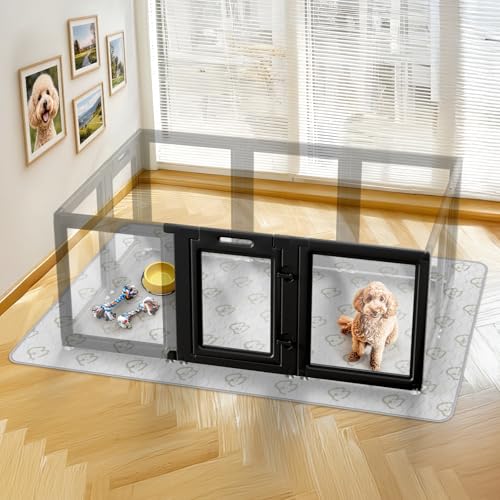 AuraSpace Clear Acrylic Indoor Dog Playpen (Black / 24"H)