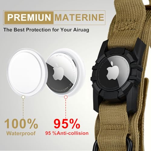 Tactical AirTag Dog Collar Leash Set (XL(19.5"-25") / Brown-SET)