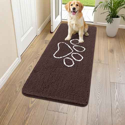 Dog Door Mat for Muddy Paws (45"X27" / Brown and White)