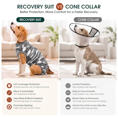 Recovery Suit for Dogs Cats (2x-large (Back:24.8-29.5'', Weight:70+ Lb) / Ash Camo)