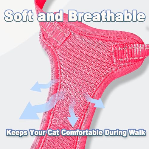 Cat Harness and Leash Set Escape Proof for Kitten Walking (Medium / Pink)