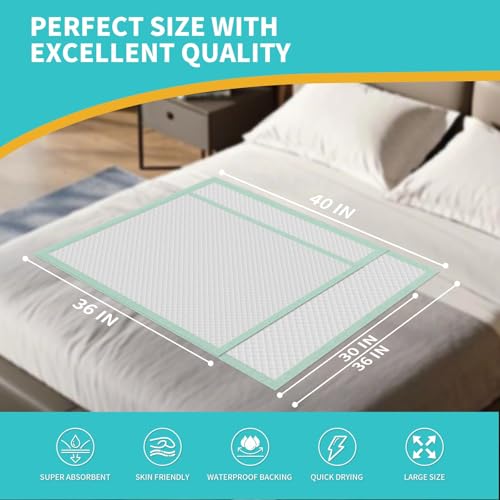 Extra Large Disposable Bed Pads 40"X36" Chucks Pads for Adult (40"x36"-20counts)