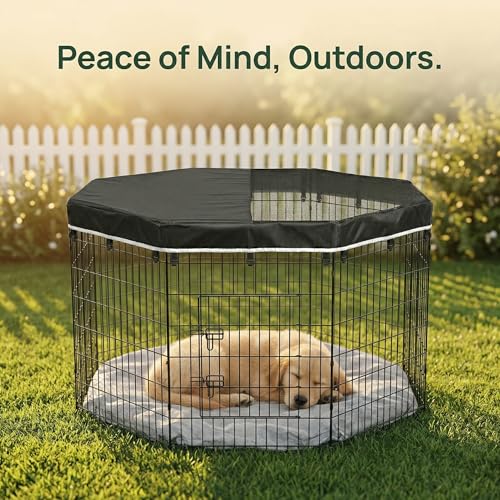 Octagonal Playpen Top Cover for 24" Side Metal Pet Pen (Black / No Pen: 00-Inch High)