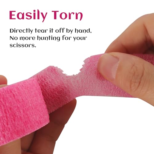24 Rolls Elastic Self Adhesive Bandage Wrap 1 Inch (1 Inch-24 Count Hot Pink)