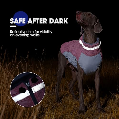 Dog Cold Weather Coats Reflective Dog Warm Jacket with Harness (Pink / XXXL(chest:43in))